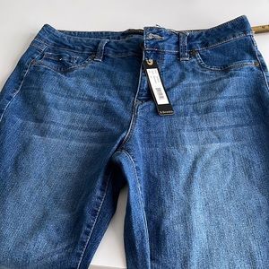 B. Brazen high waist, skinny petite size 12  medium wash jeans NWT